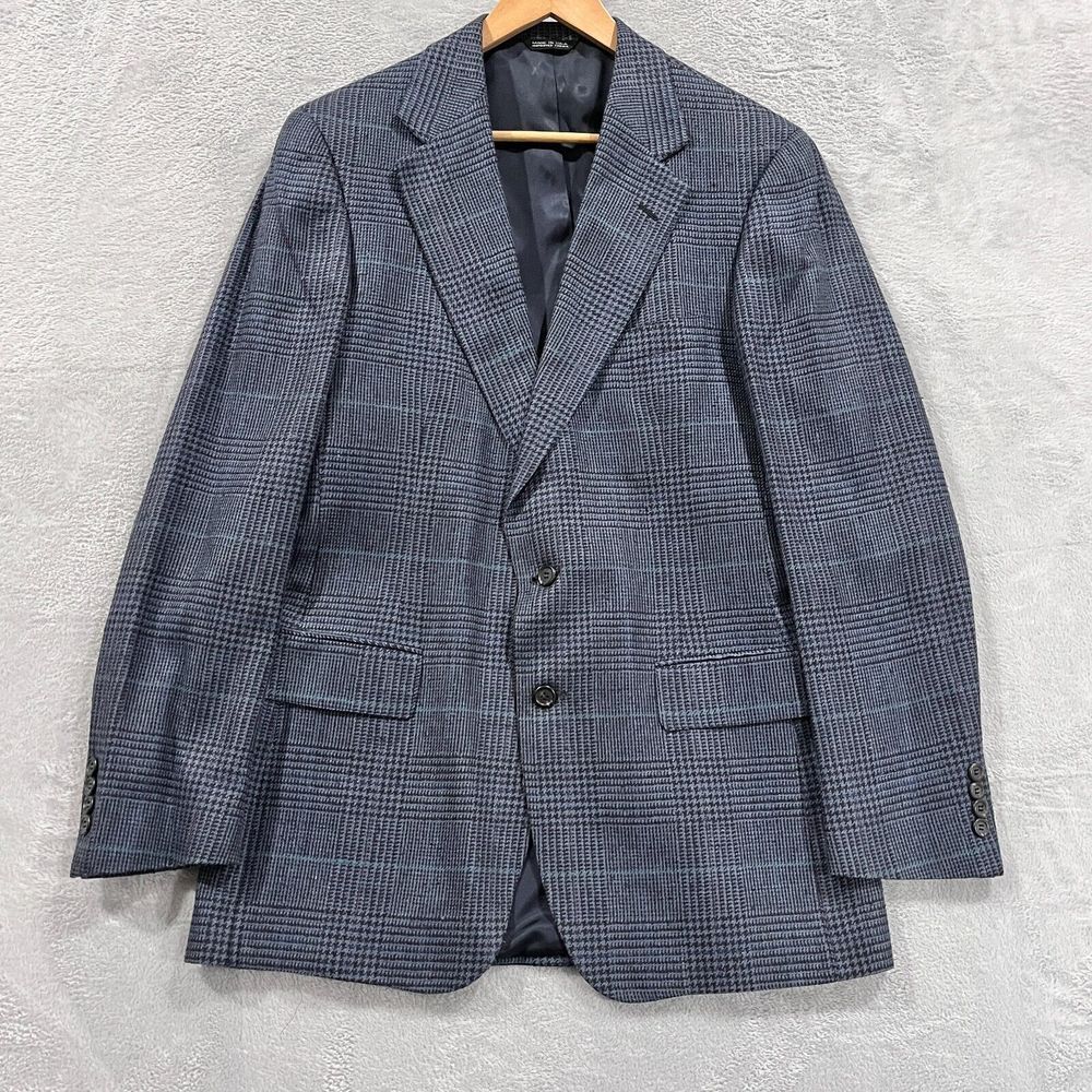 Vintage Polo Ralph Lauren Blazer‎ 40" Chest USA Made Plaid BLue Wool Feel